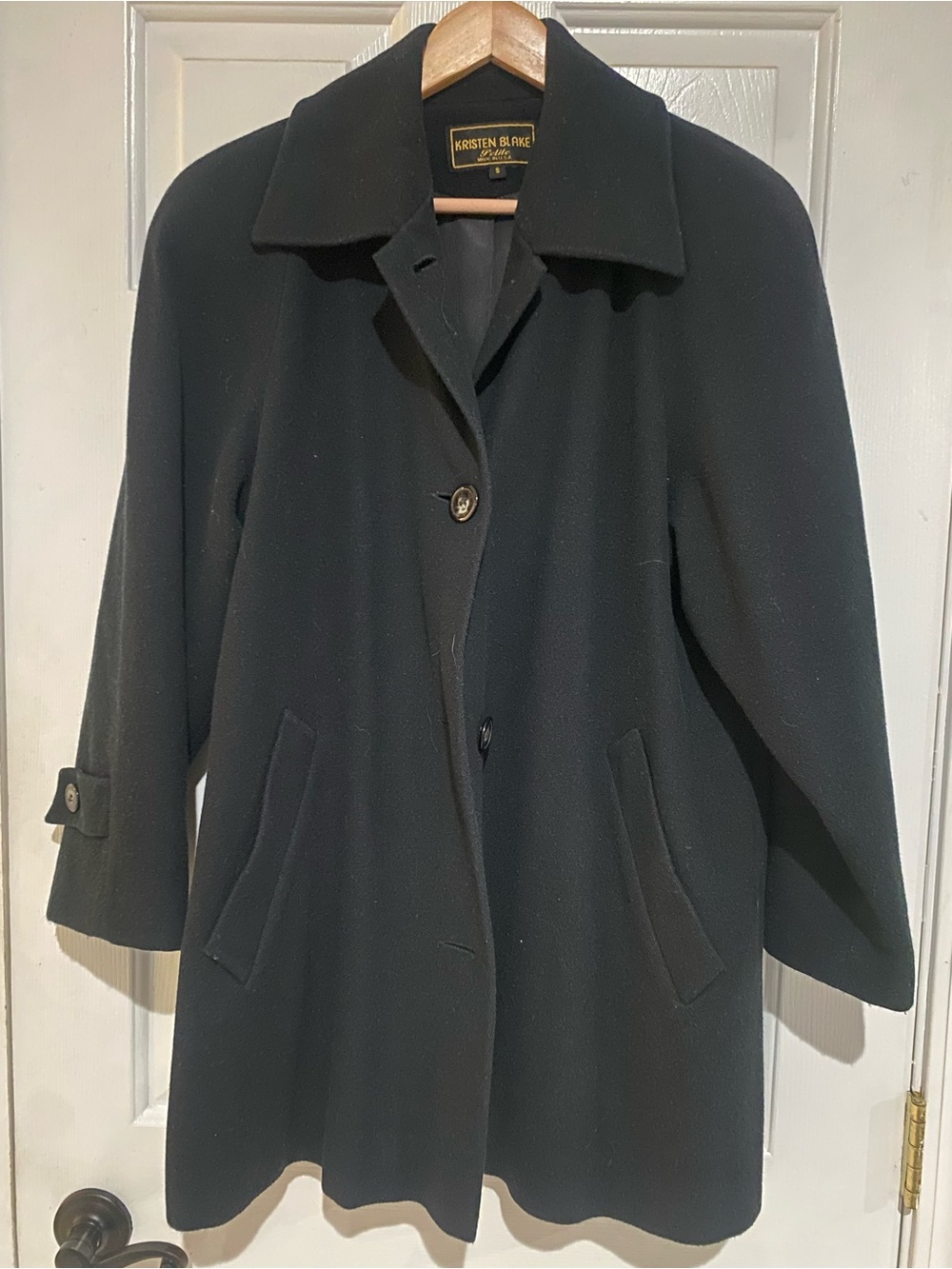 Kristen Blake Black Wool-Blend Pea Coat